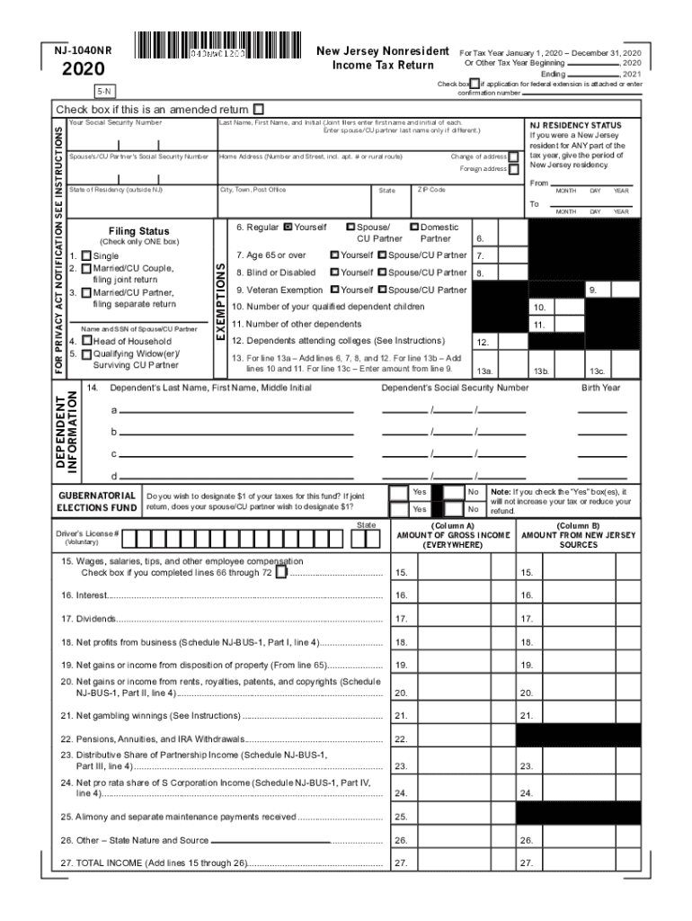 New Jersey Nonresident Tax Form Fill Out And Sign Printable PDF 