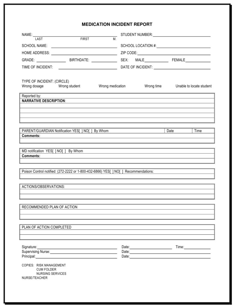 New Mexico Medication Incident Report Download Printable PDF 