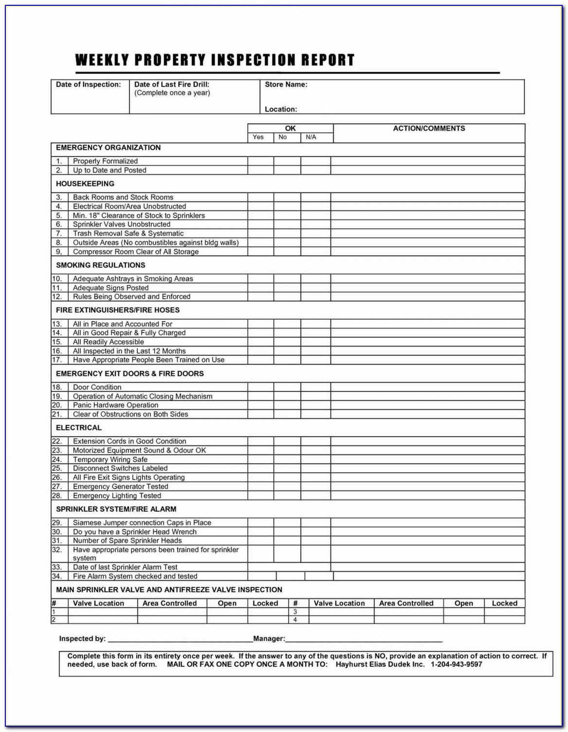 Nfpa 25 Inspection Report Forms Form Resume Examples Pertaining To