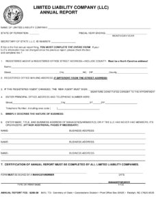 North Carolina Limited Liability Company Annual Report Form Download