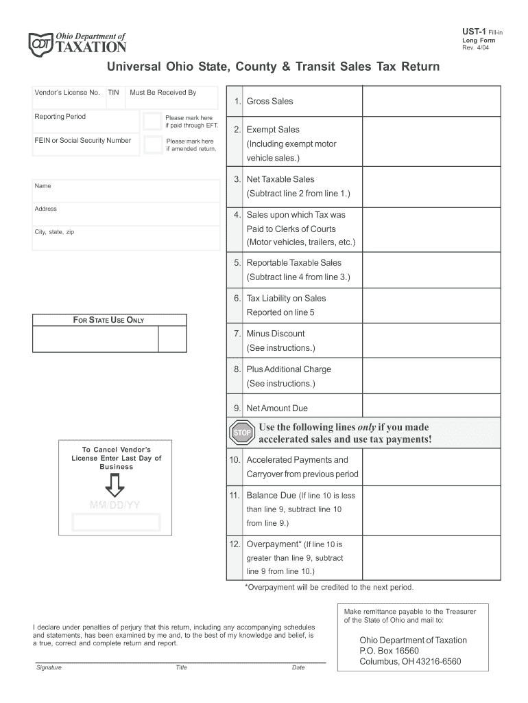 Ohio Sales Tax Reporting Forms