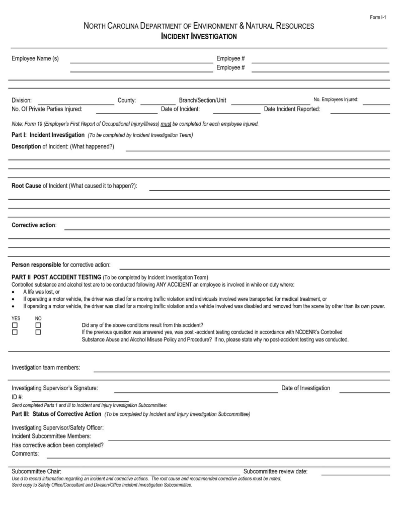 Ohs Incident Report Template Free