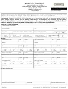 Oklahoma Elevating Device Accident Report Form Download Fillable PDF