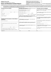 Osha Form 301 Injury And Illness Incident Report Printable Pdf Download