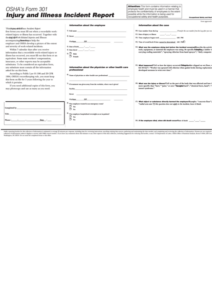 Osha S Form 301 Injury And Illness Incident Report Us Department Of