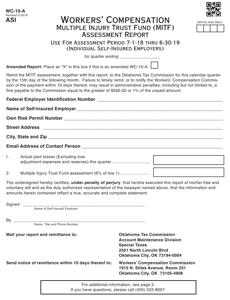 OTC Form WC 10 A Download Fillable PDF Or Fill Online Workers 