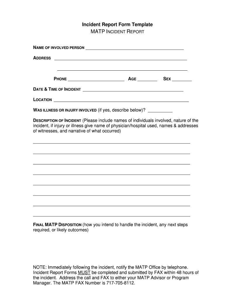 Pa Incident Report Form Fill Online Printable Fillable Blank 