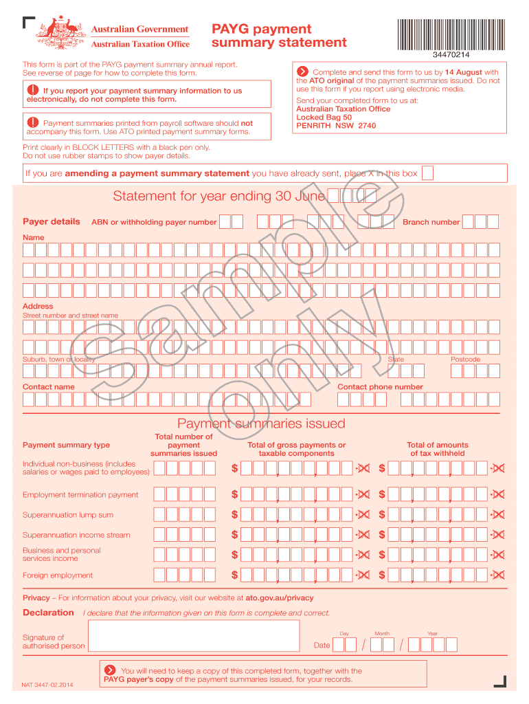 Payg Payment Summary Statement Pdf Fill Online Printable Fillable