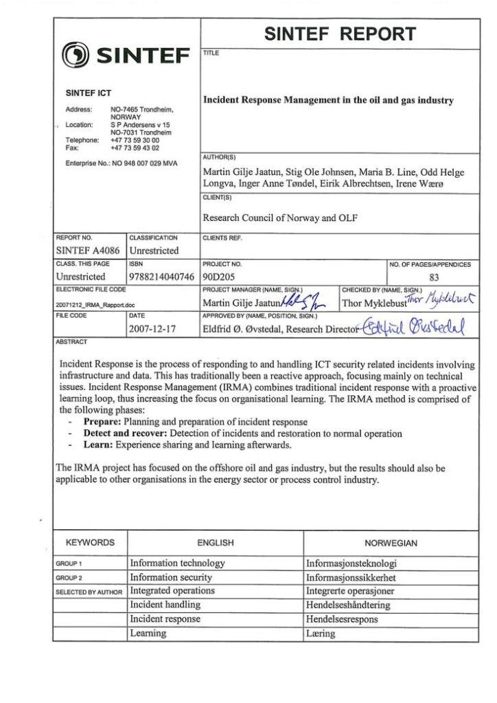 Pdf Incident Response Management In The Oil And Gas Industry Within 