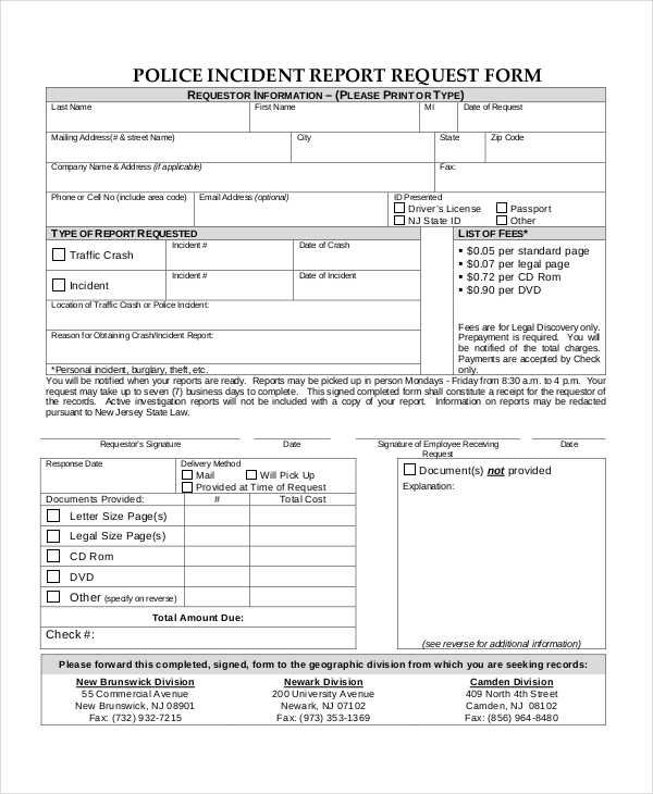Police Incident Report Form Pdf