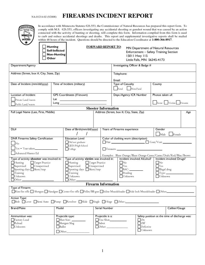 Police incident report form samples printable