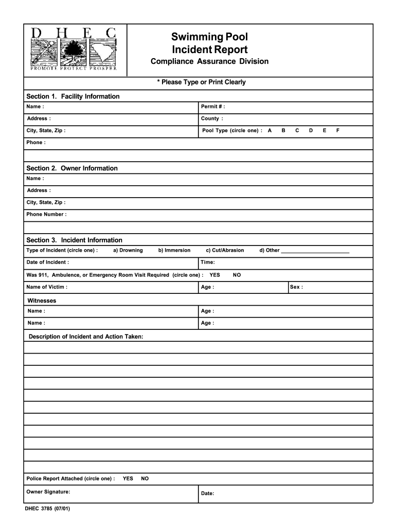 Pool Incident Report Template Fill Online Printable Fillable Blank 
