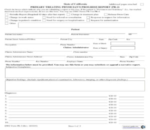 Primary Treating Physicians Progress Report Progress Report Work