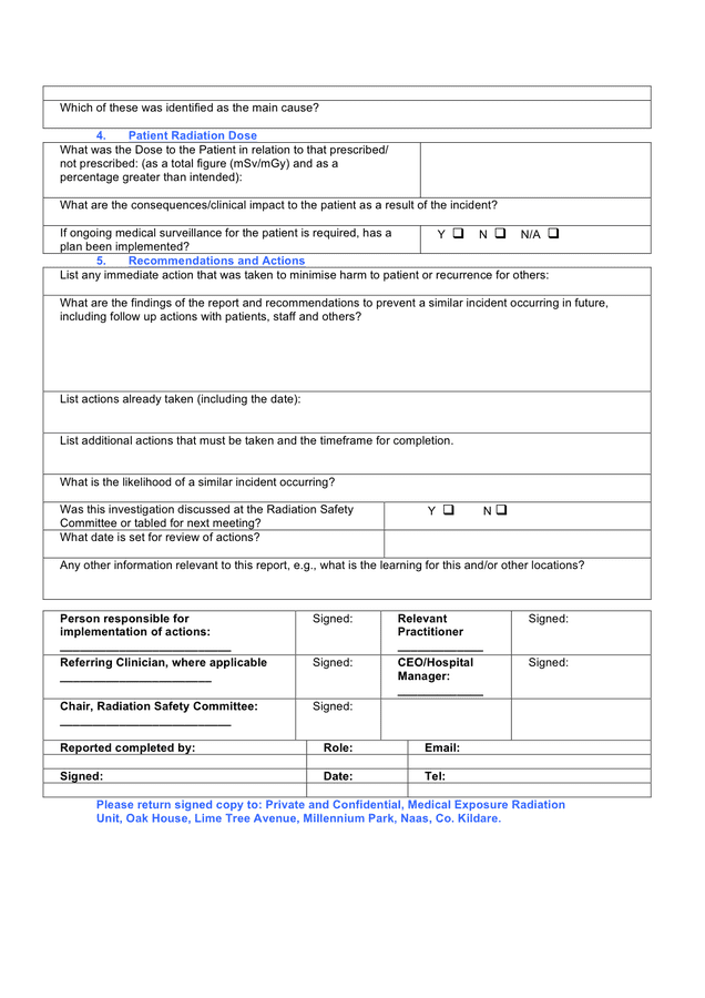 Radiation Incident Investigation Report Form In Word And Pdf Formats