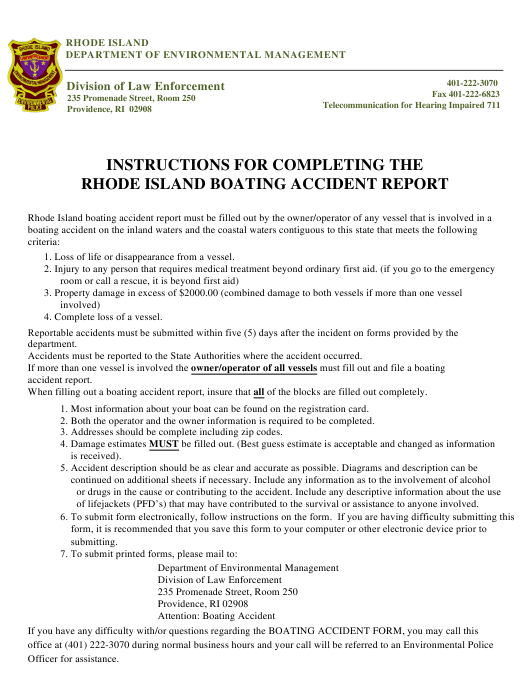 Rhode Island Boating Accident Report Download Fillable PDF Templateroller