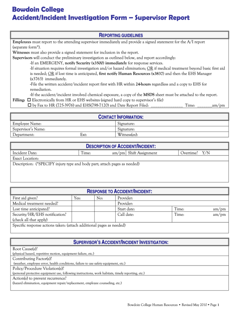 Safeco Incident Report Form - ReportForm.net