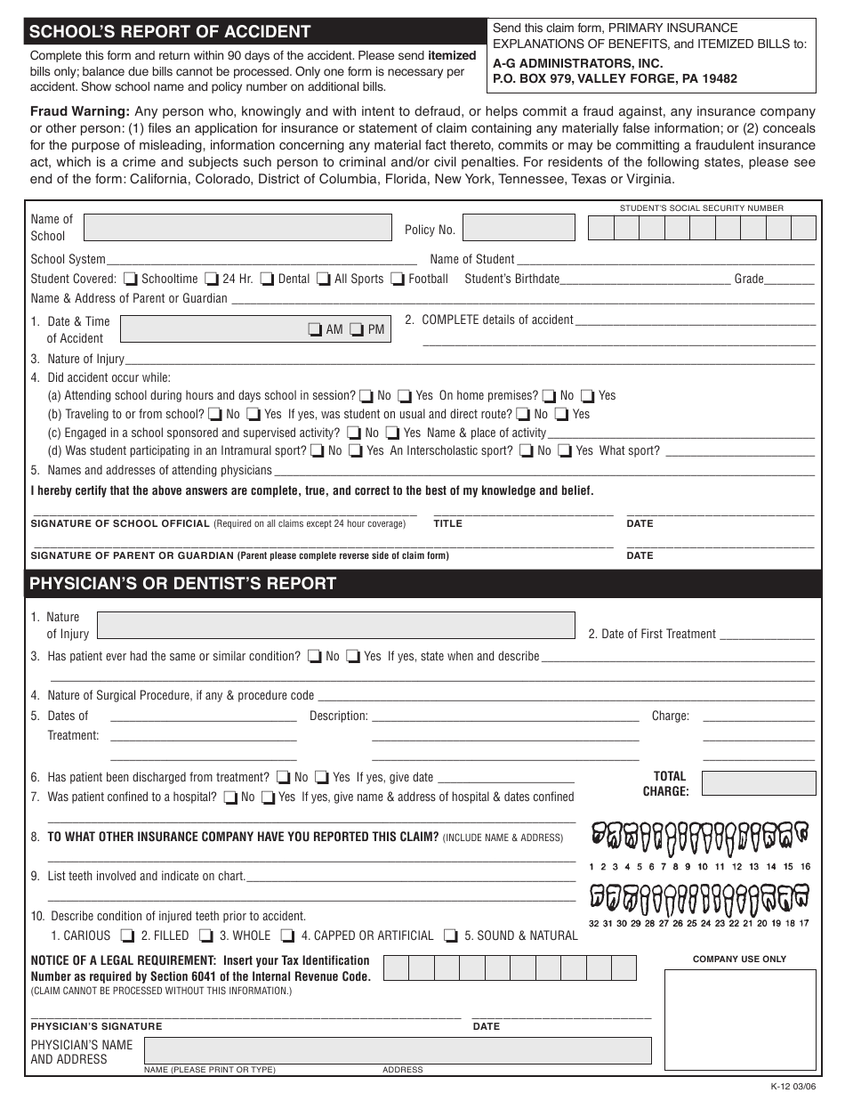 School s Report Of Accident Form Download Fillable PDF Templateroller