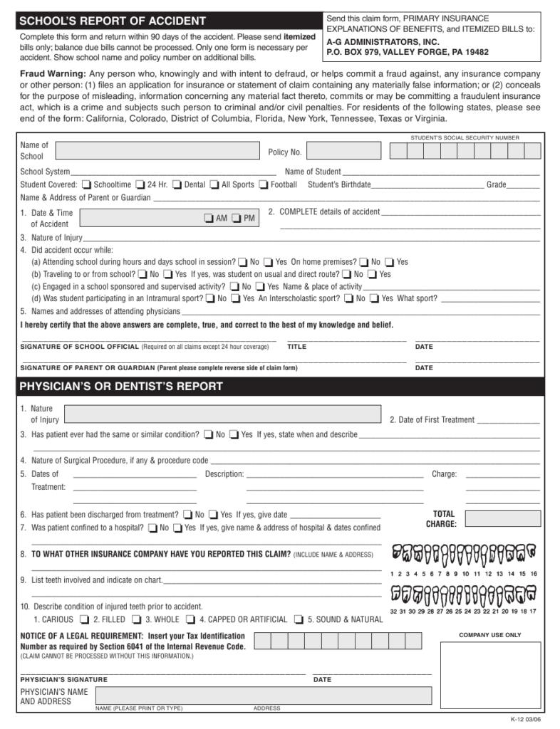 School s Report Of Accident Form Download Fillable PDF Templateroller