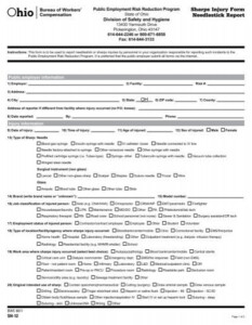 Sharps Injury Form Needlestick Report