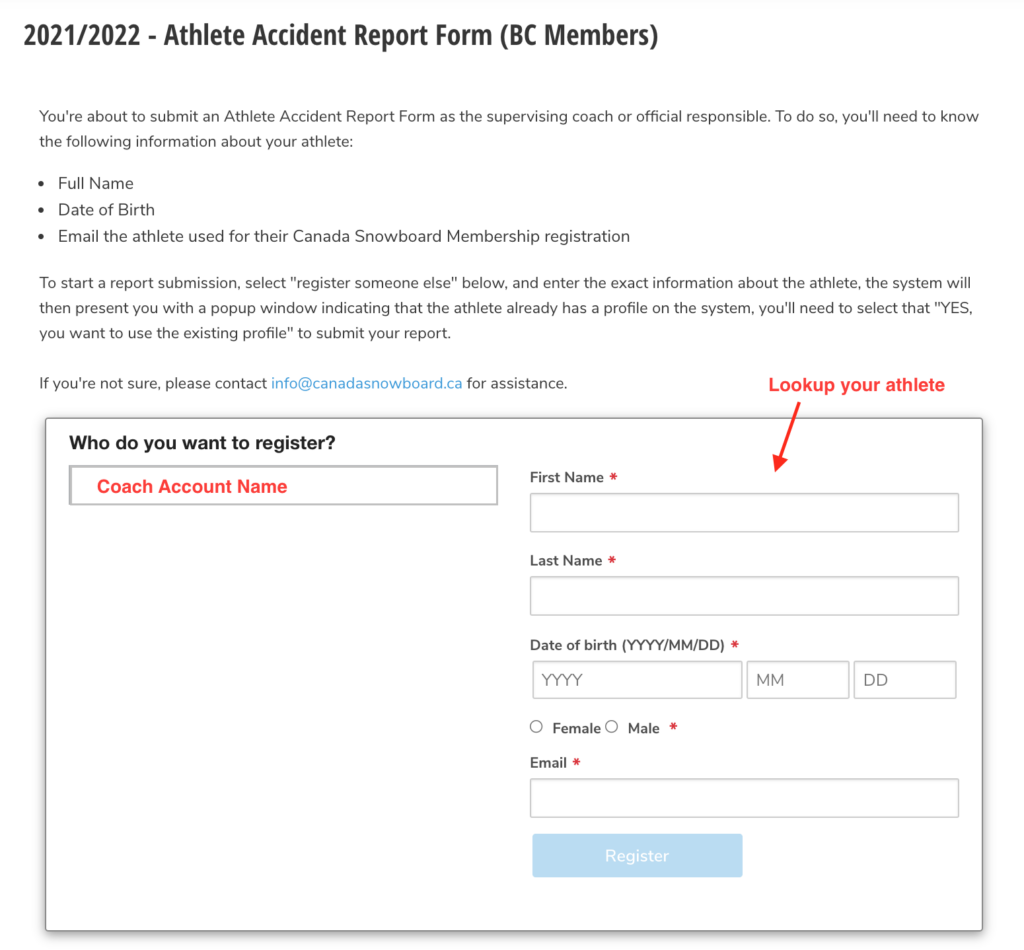 Snowboard Injury Concussion Tracking Management