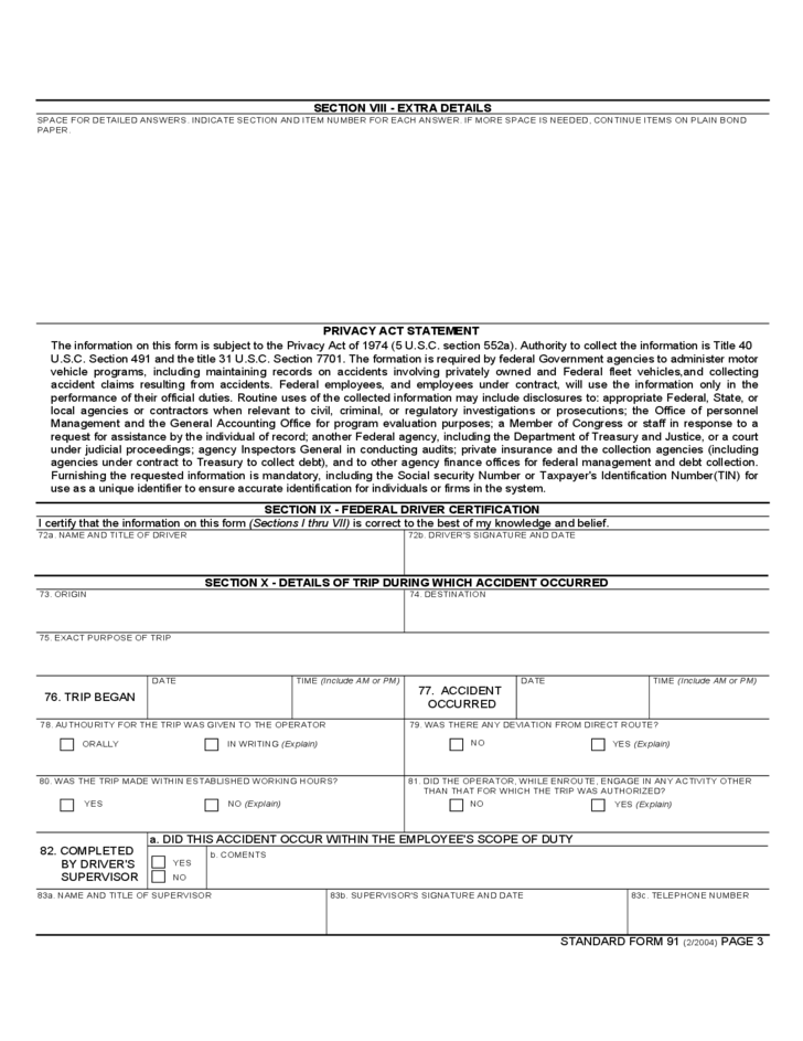 Standard Car Accident Report Form Free Download