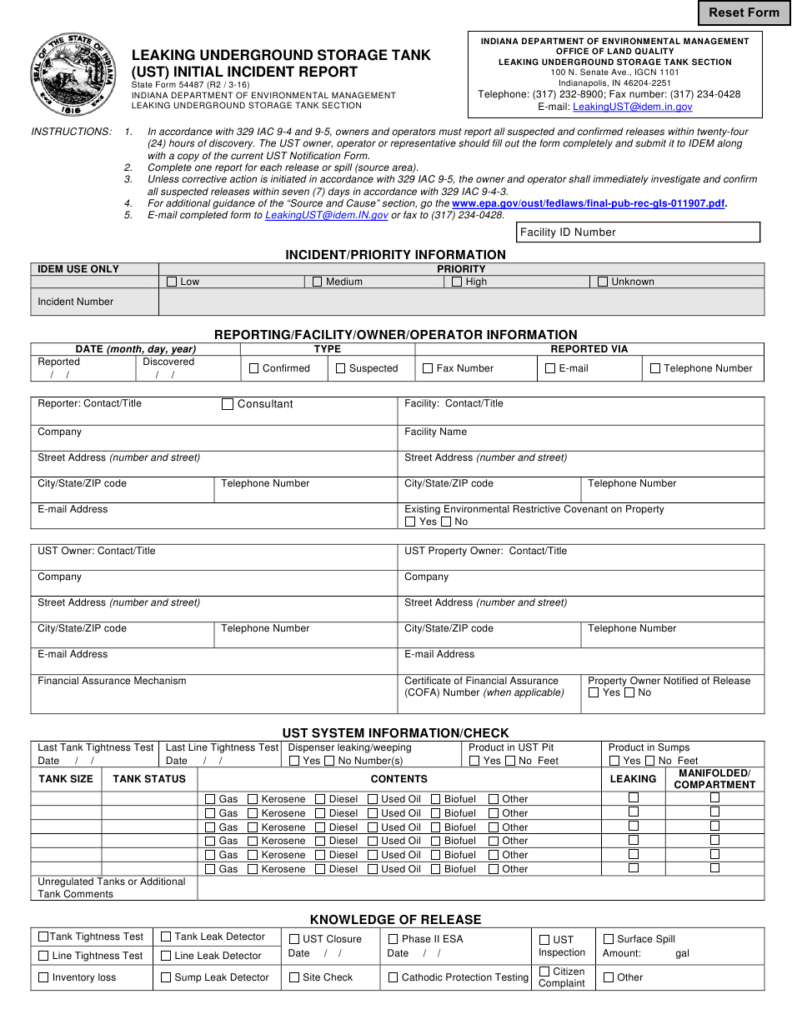 State Form 54487 Download Fillable PDF Or Fill Online Leaking 