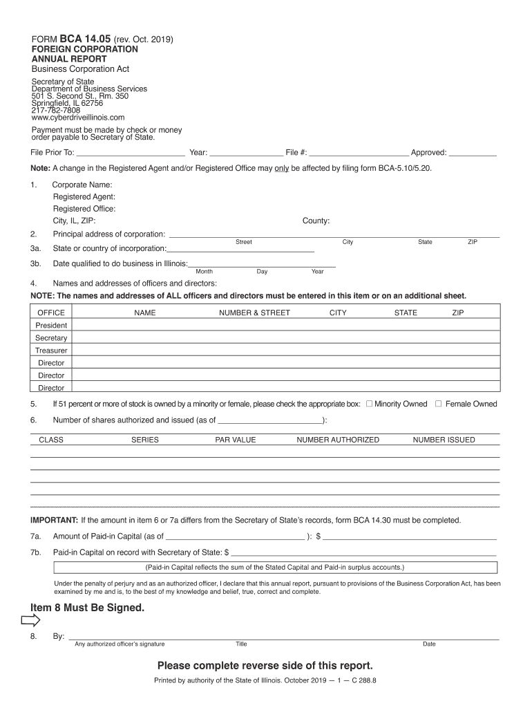 State Of Illinois Foreign Corporation Annual Report Fill Out And Sign 