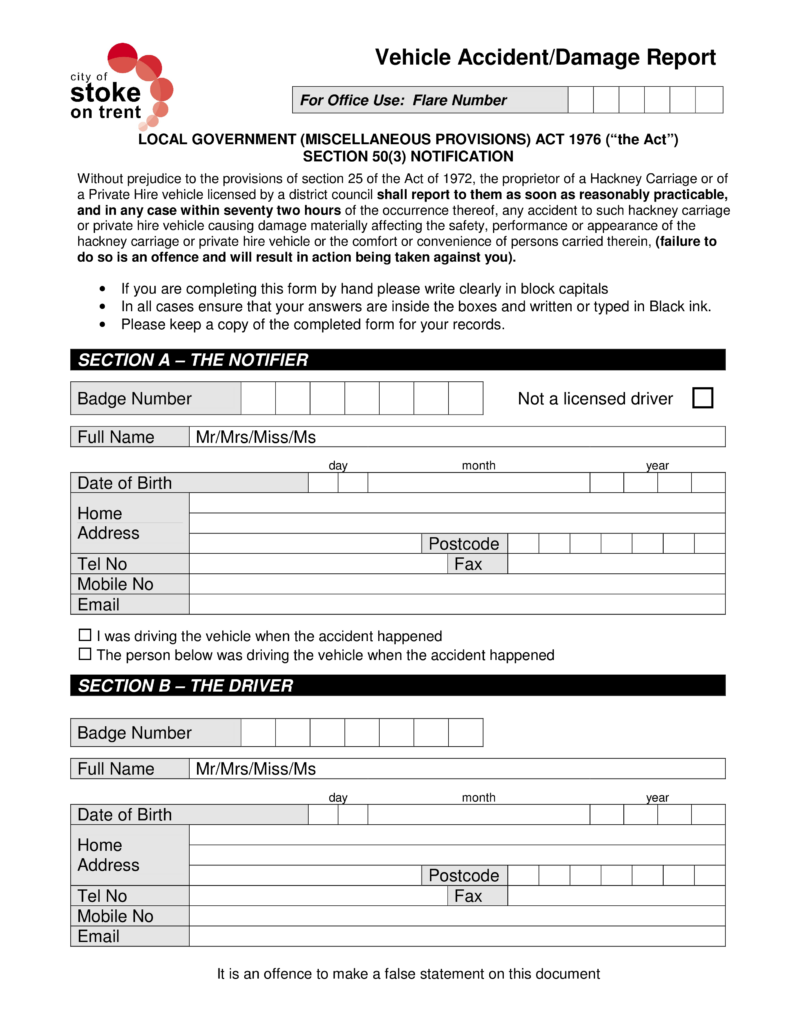 Taxi Accident Form Templates At Allbusinesstemplates