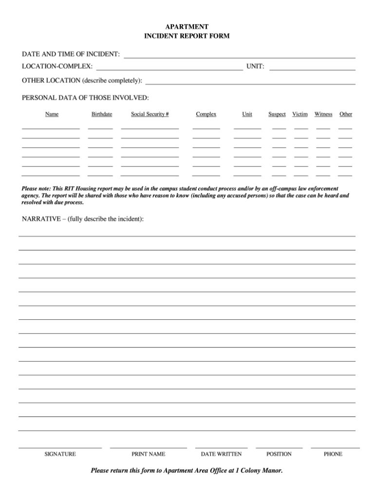 Tenant Incident Report Template Hot Sex Picture