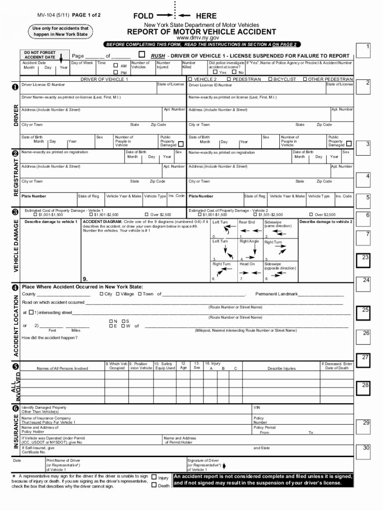 Vehicle Accident Report Form Beautiful 2019 New York Dmv Forms Fillable 