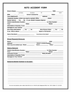 Vehicle Accident Report Form Template Atlantaauctionco