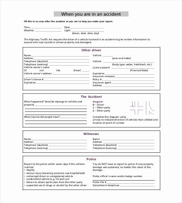 Vehicle Accident Report Form Template Luxury 23 Sample Accident Report 