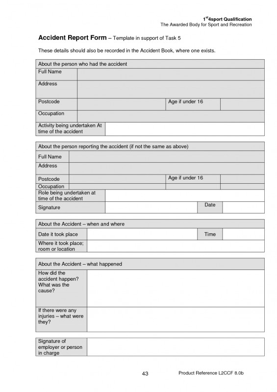 Vehicle Accident Report Form Template Professional Incident Report Body 