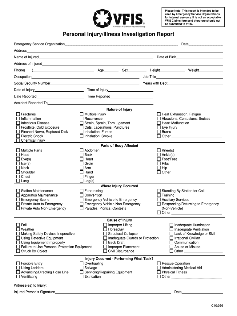 Vfis Injury Form Fill Online Printable Fillable Blank PdfFiller