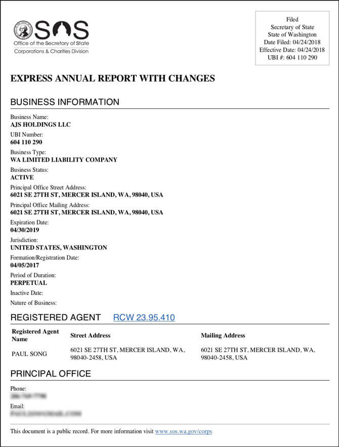 Washington State LLC Annual Report step by step Instructions LLC 