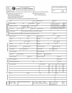 Washington State Vehicle Accident Report Sheet