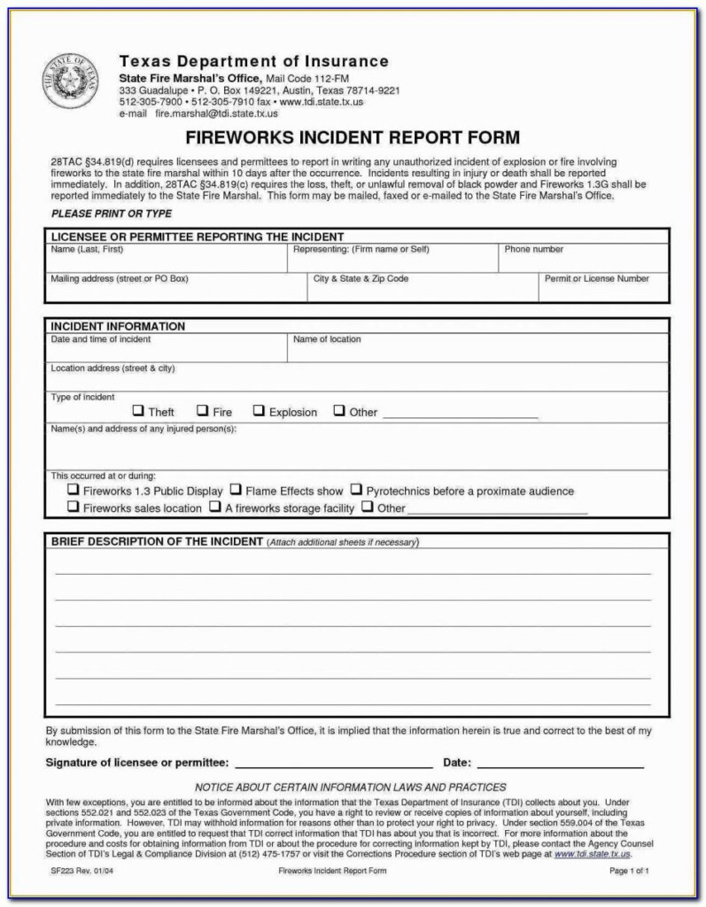 Workplace Accident Report Form Ontario