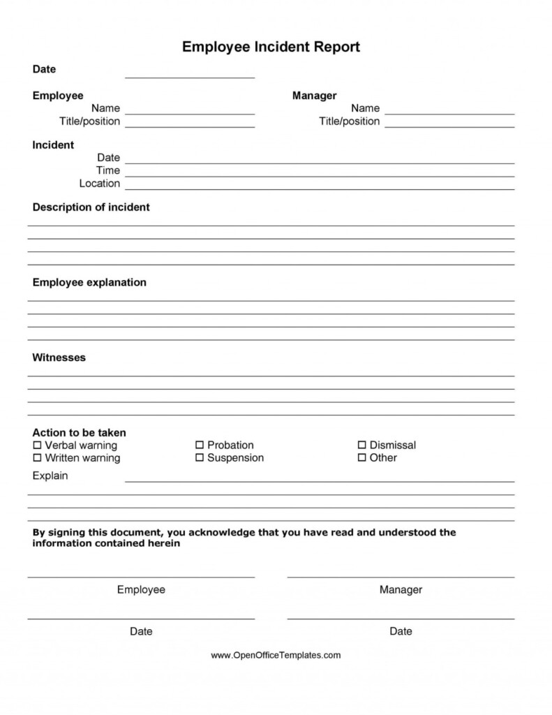 Workplace Incident Report Template Nz Addictionary