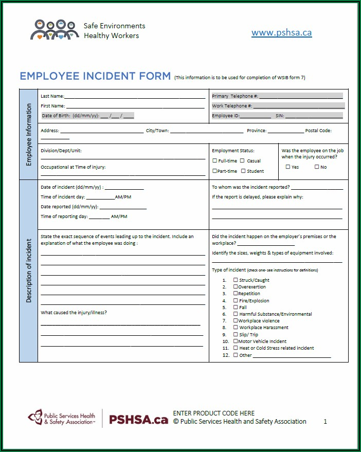Workplace Injury Report Form Ontario Templates Resume Template 
