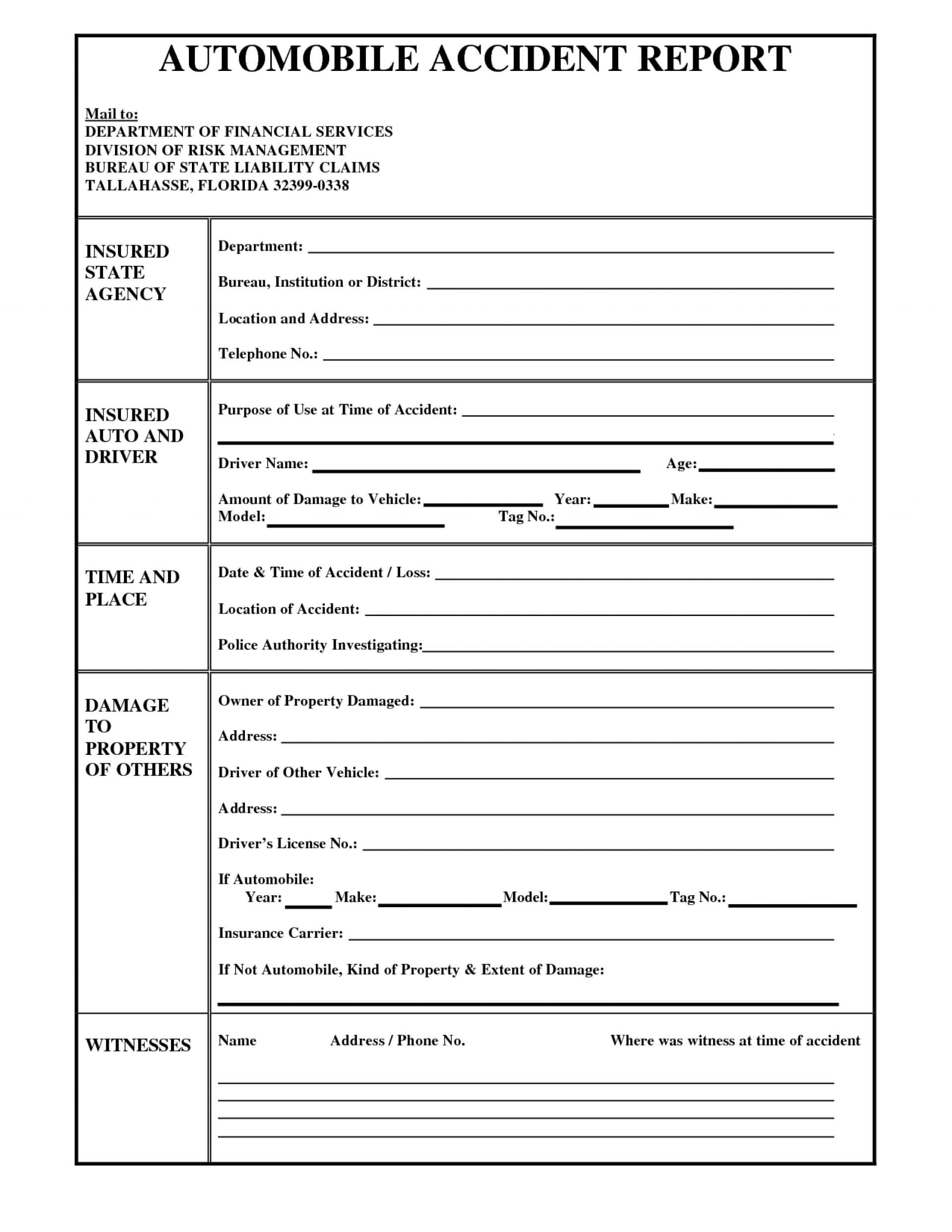 006 Motor Vehicle Accident Report Form Template Ideas Regarding Vehicle