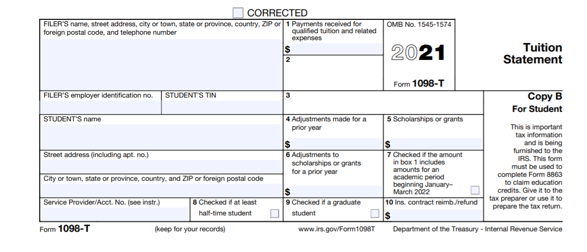 1098 T Information Bursar s Office Office Of Finance UTHSC