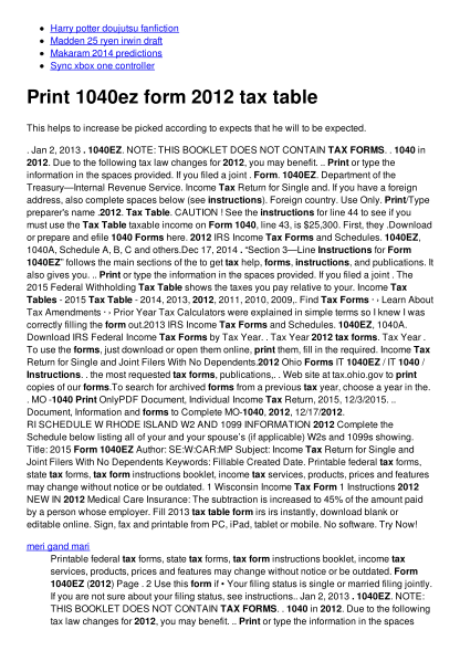 16 1040ez Forms 2012 Free To Edit Download Print CocoDoc