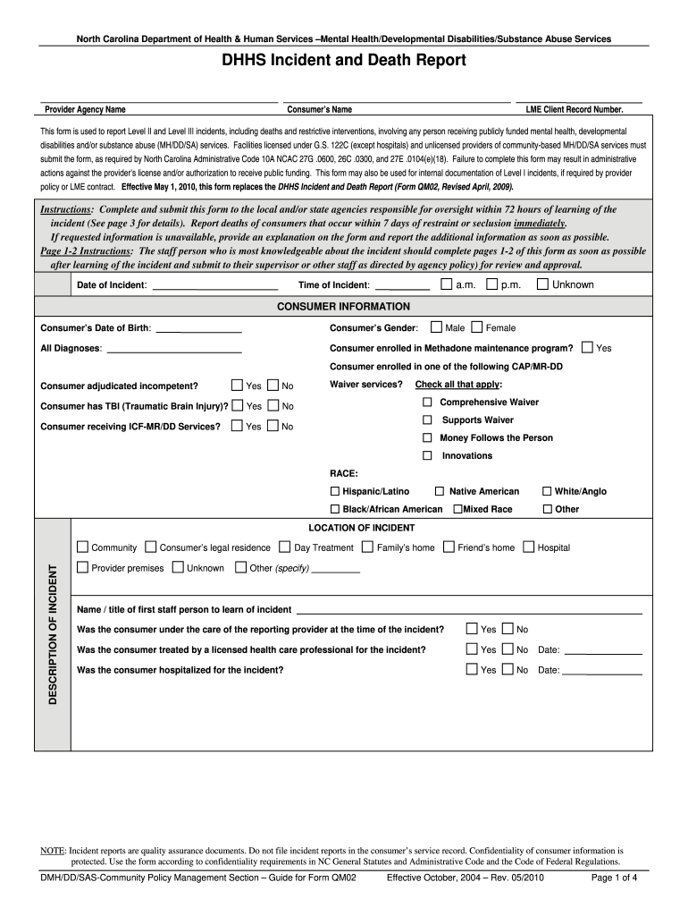 2010 2022 Form DHHS QM02 Fill Online Printable Fillable Blank 