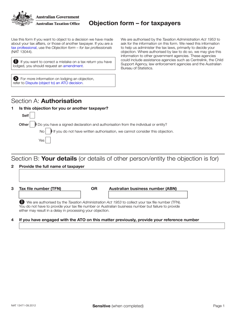 2012 Form AU NAT 13471 Fill Online Printable Fillable Blank PdfFiller