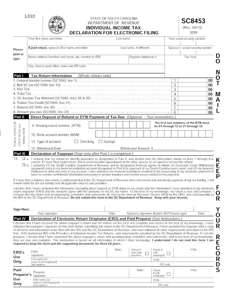 2015 2021 Form SC DoR SC8453 Fill Online Printable Fillable Blank