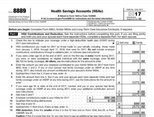 2017 HSA Form 8889 Instructions And Example HSA Edge