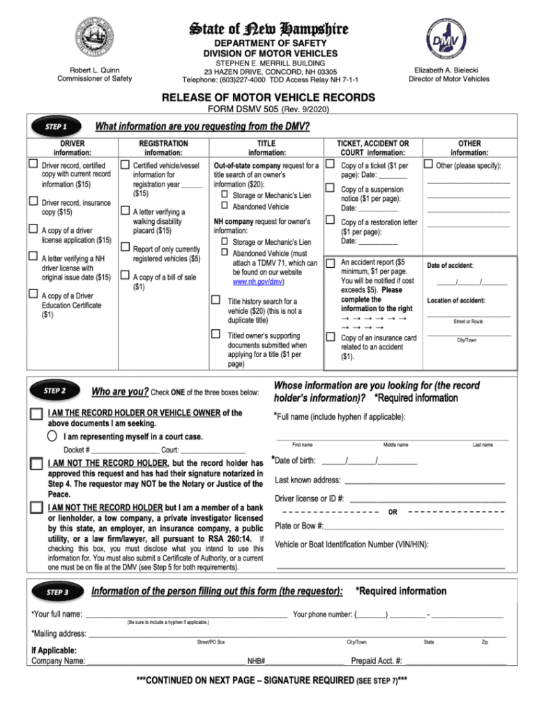 2020 2023 Form NH DSMV 505 Fill Online Printable Fillable Blank
