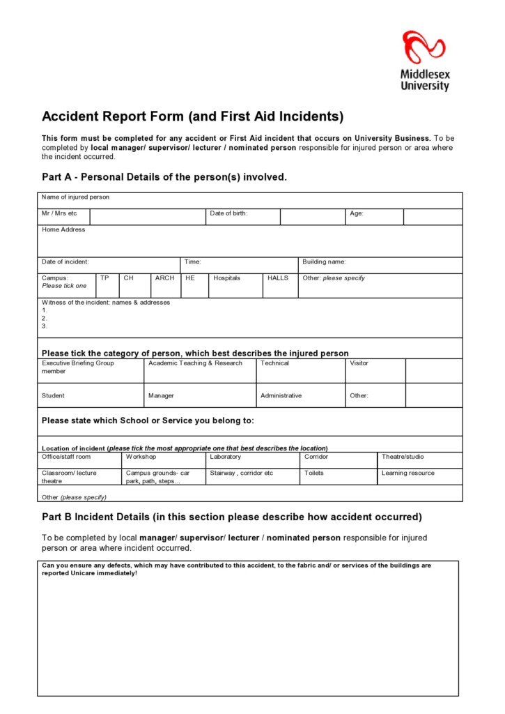 50 Accident Report Forms Car Work Injury More TemplateArchive