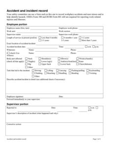 Accident And Incident Report Form In Word And Pdf Formats