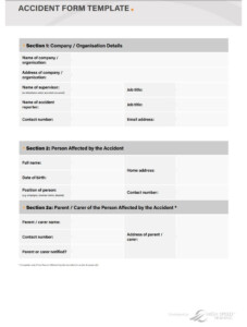 Accident Form Template For RIDDOR Free Download